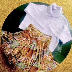 Cute Duo! 2 for 1 price! Cozy Crop Lilac Sweater and Flowy Paisley Skirt Medium